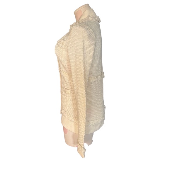 Coastal Grandma Fisherman Chunky Knit Cardigan - Cream Ivory M - Picture 7 of 8